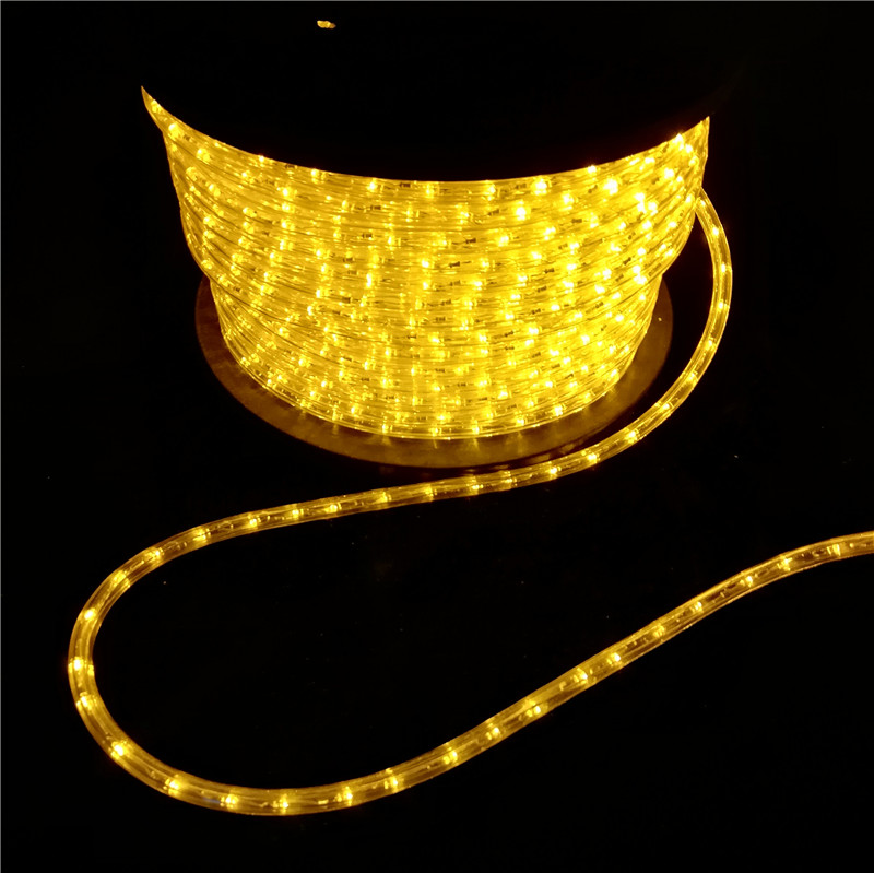 110-130VAC/220-240VAC HORIZONTAL YELLOW 2WIRES LED ROPE LIGHT